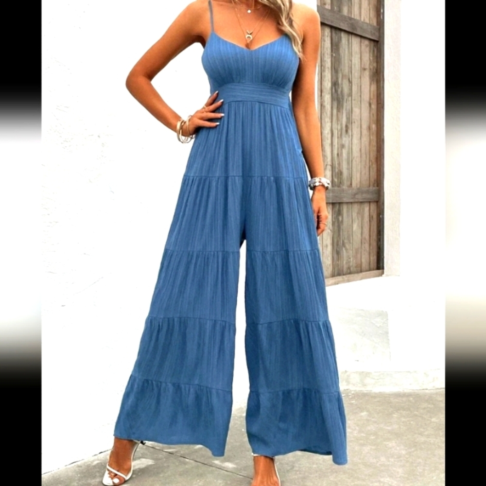 Shein Blue wideleg jumpsuit. Size M.